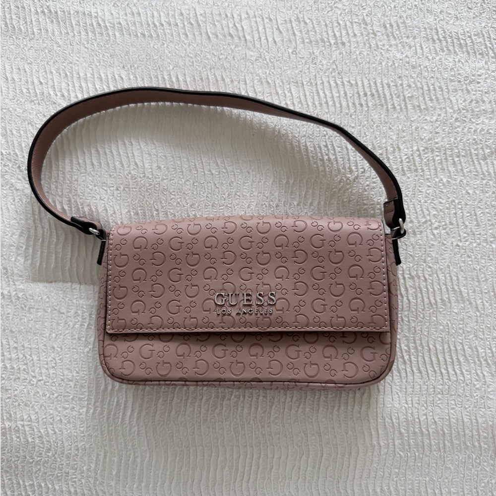 GUESS Blush Pink Logo-Embossed Shoulder Bag